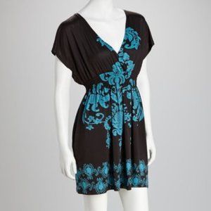 Brown & Turquoise Splice Dress - like new